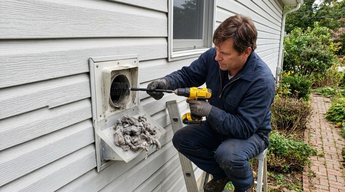 Clearing built-up lint from a clogged dryer vent