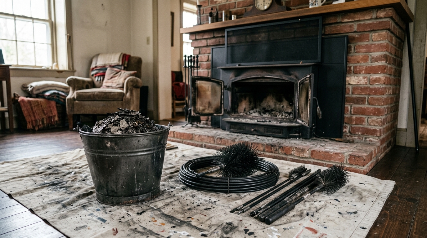 Chimney technician at work